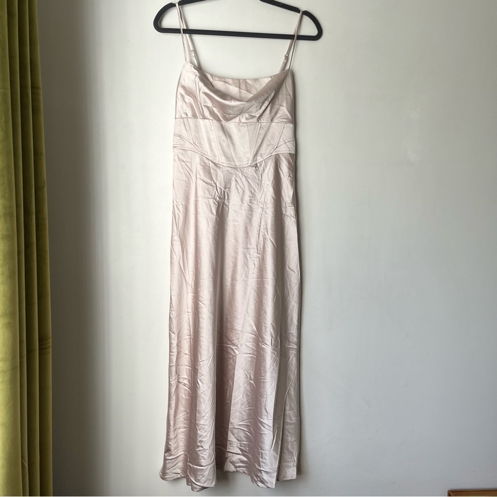 Princess Polly Champagne Satin Corset Maxi Dress 8